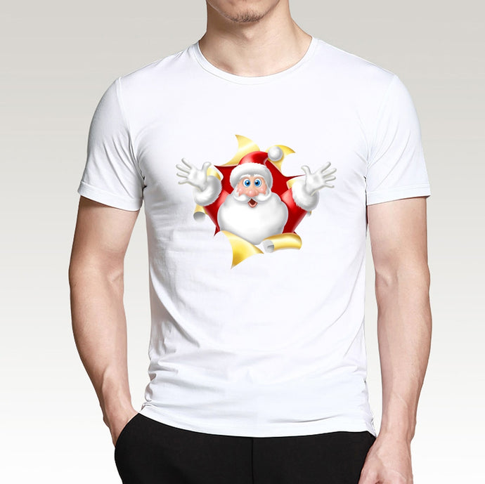 T Shirt For Men Happy New Year Reindeer White Casual Santa Claus Streetwear Fitness T-Shirts Fashion Merry Christmas Tops Tees