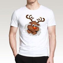 Load image into Gallery viewer, T Shirt For Men Happy New Year Reindeer White Casual Santa Claus Streetwear Fitness T-Shirts Fashion Merry Christmas Tops Tees
