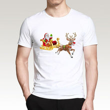 Load image into Gallery viewer, T Shirt For Men Happy New Year Reindeer White Casual Santa Claus Streetwear Fitness T-Shirts Fashion Merry Christmas Tops Tees