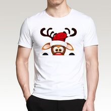 Load image into Gallery viewer, T Shirt For Men Happy New Year Reindeer White Casual Santa Claus Streetwear Fitness T-Shirts Fashion Merry Christmas Tops Tees