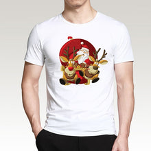 Load image into Gallery viewer, T Shirt For Men Happy New Year Reindeer White Casual Santa Claus Streetwear Fitness T-Shirts Fashion Merry Christmas Tops Tees
