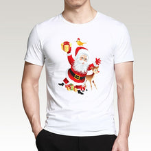 Load image into Gallery viewer, T Shirt For Men Happy New Year Reindeer White Casual Santa Claus Streetwear Fitness T-Shirts Fashion Merry Christmas Tops Tees