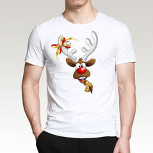 Load image into Gallery viewer, T Shirt For Men Happy New Year Reindeer White Casual Santa Claus Streetwear Fitness T-Shirts Fashion Merry Christmas Tops Tees
