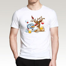 Load image into Gallery viewer, T Shirt For Men Happy New Year Reindeer White Casual Santa Claus Streetwear Fitness T-Shirts Fashion Merry Christmas Tops Tees
