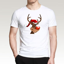 Load image into Gallery viewer, T Shirt For Men Happy New Year Reindeer White Casual Santa Claus Streetwear Fitness T-Shirts Fashion Merry Christmas Tops Tees