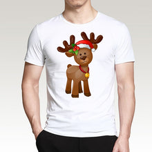 Load image into Gallery viewer, T Shirt For Men Happy New Year Reindeer White Casual Santa Claus Streetwear Fitness T-Shirts Fashion Merry Christmas Tops Tees