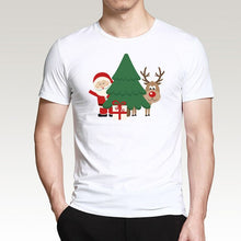 Load image into Gallery viewer, T Shirt For Men Happy New Year Reindeer White Casual Santa Claus Streetwear Fitness T-Shirts Fashion Merry Christmas Tops Tees
