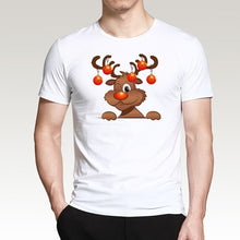 Load image into Gallery viewer, T Shirt For Men Happy New Year Reindeer White Casual Santa Claus Streetwear Fitness T-Shirts Fashion Merry Christmas Tops Tees