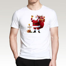 Load image into Gallery viewer, T Shirt For Men Happy New Year Reindeer White Casual Santa Claus Streetwear Fitness T-Shirts Fashion Merry Christmas Tops Tees